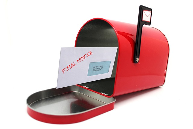 Decorative image with a eviction notice in a mailbox.